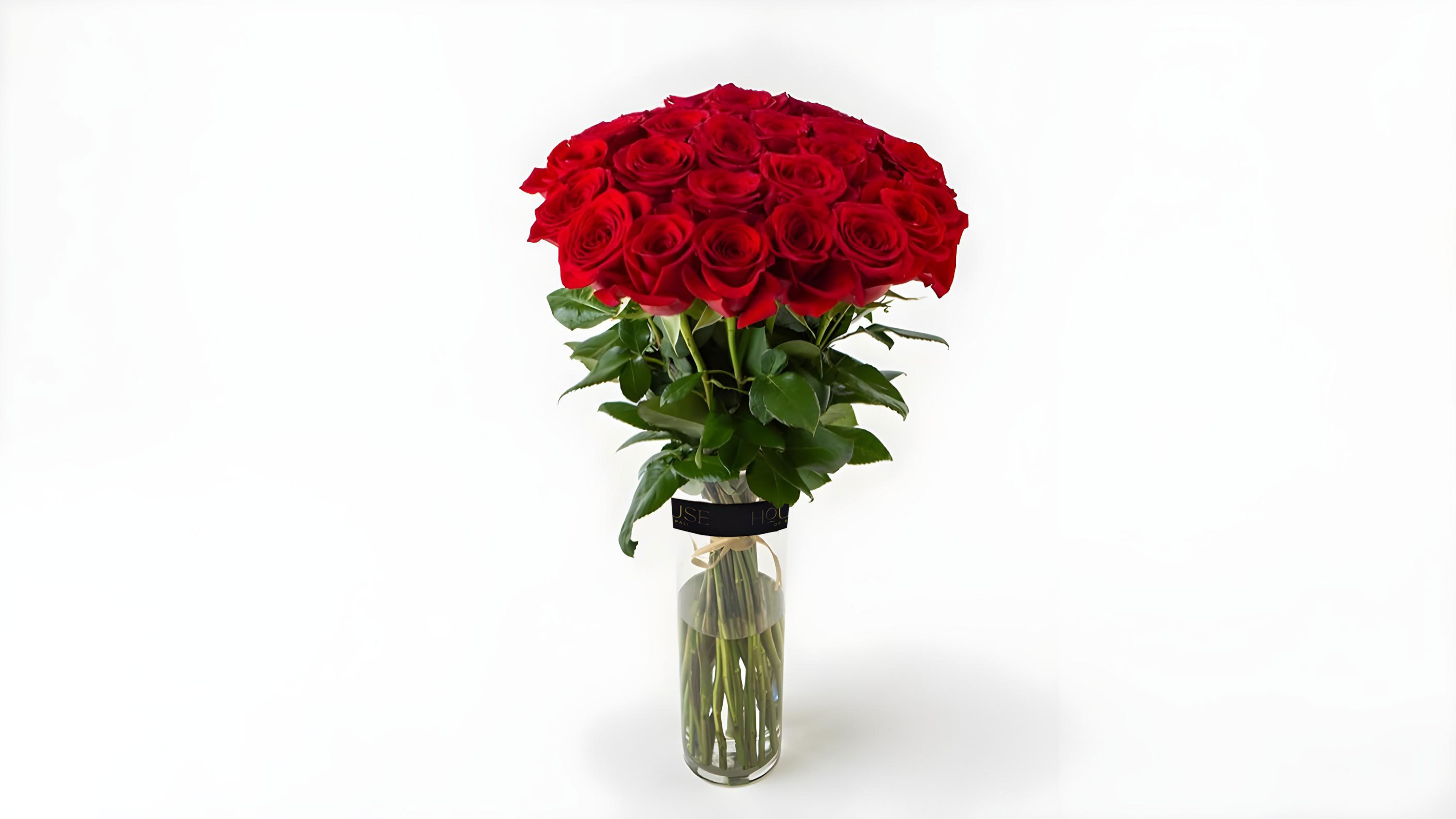 25 Red Roses in a Vase